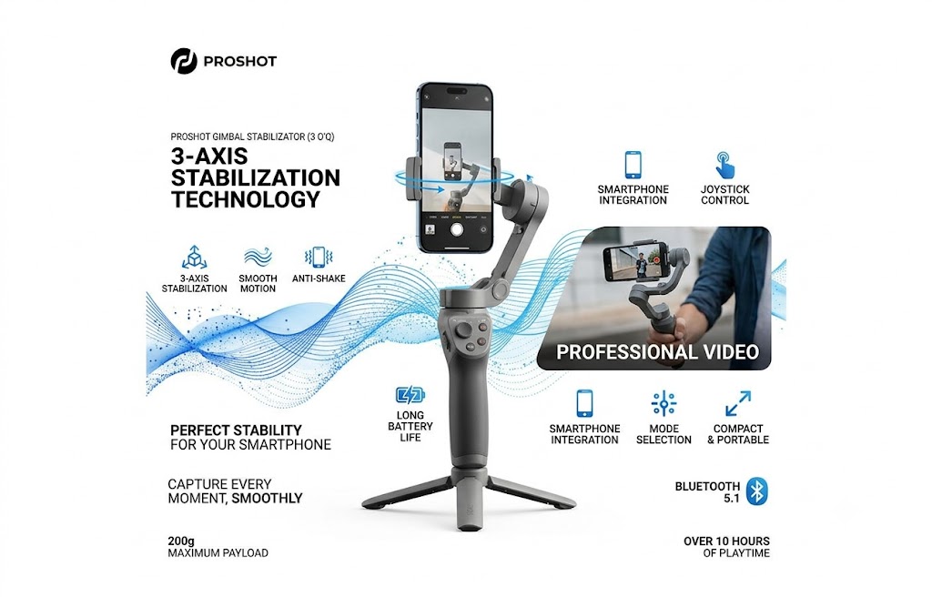 Telefon gimbal stabilizator (3 o'q)