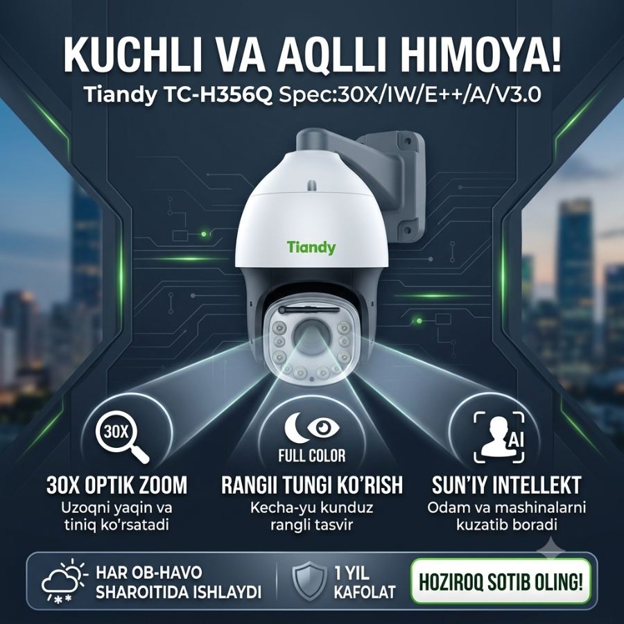 Tiandy TC-H356Q Spec:30X/IW/E++/A/V3.0 — PTZ kamera