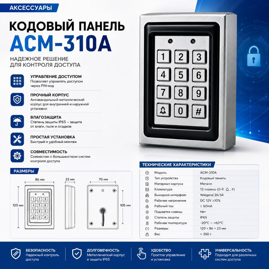 Аксессуары KODOVIY PANEL ACM-310A — Uskuna