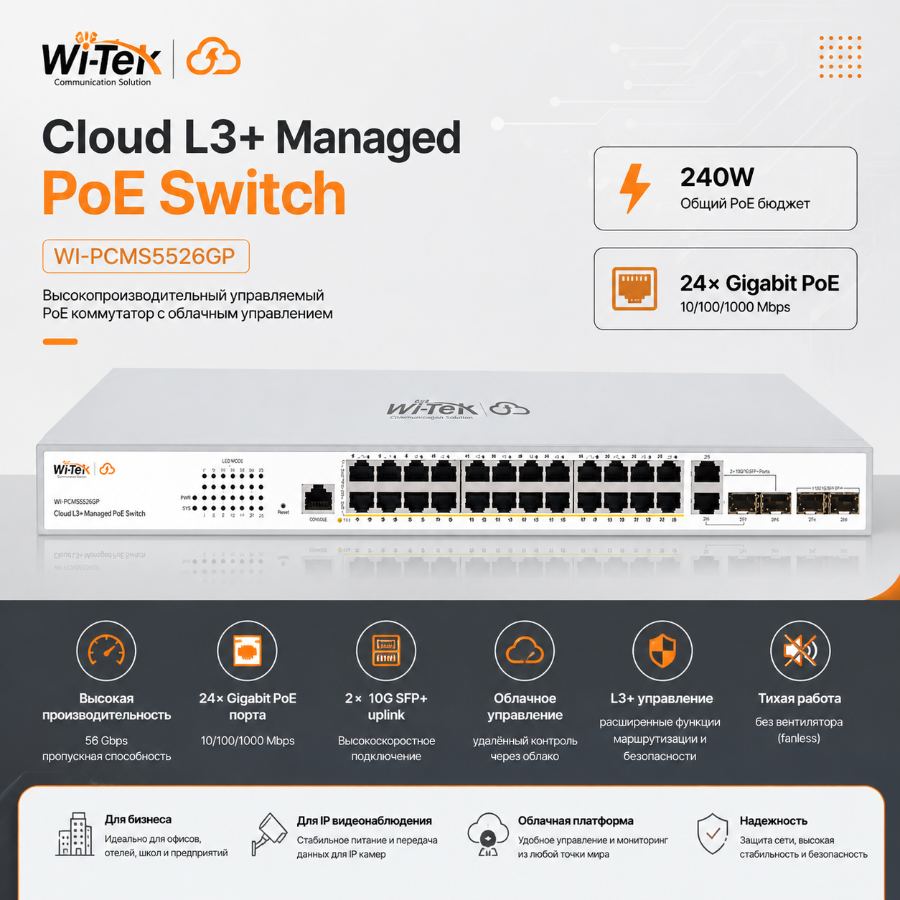 Wi-Tek Wi-Tek WI-PCMS328GF V2 Poe 24+2+4SFP — Uskuna