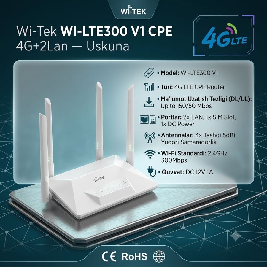 Wi-Tek Wi-Tek WI-LTE300 V1 CPE 4G+2Lan — Uskuna
