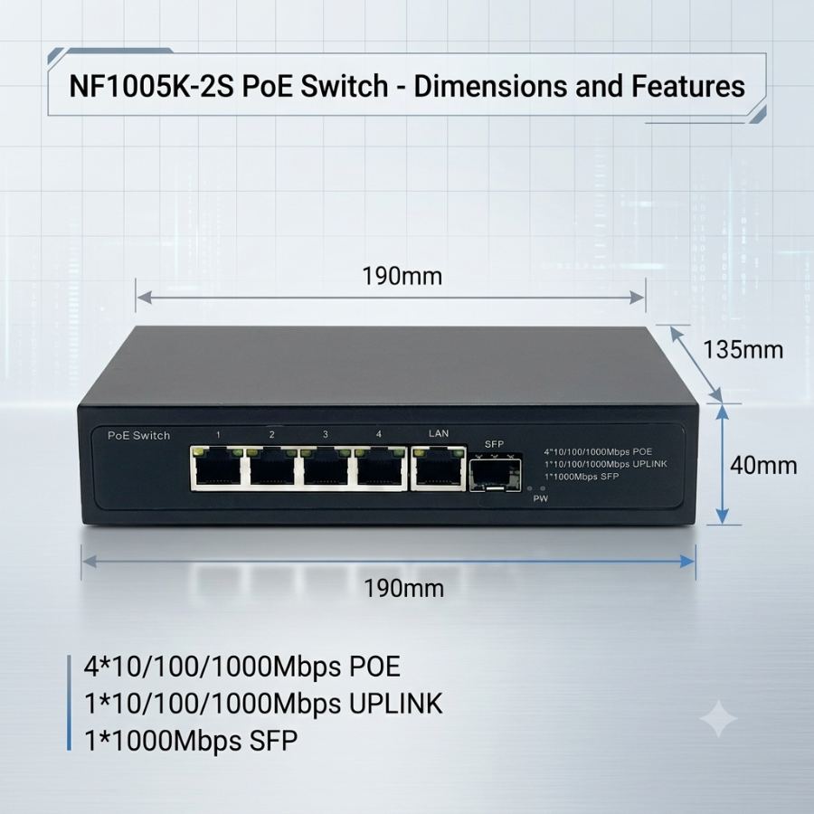 Poe Switch NF1005K-2S — Uskuna