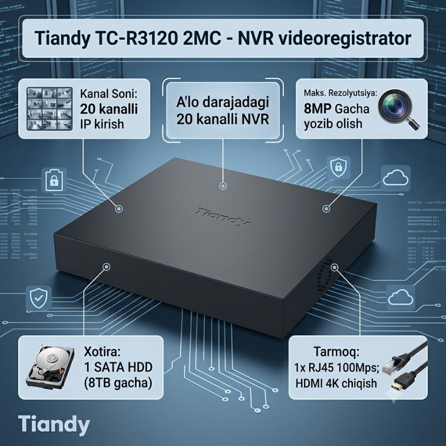 Tiandy TC-R3120 2MC — NVR videoregistrator